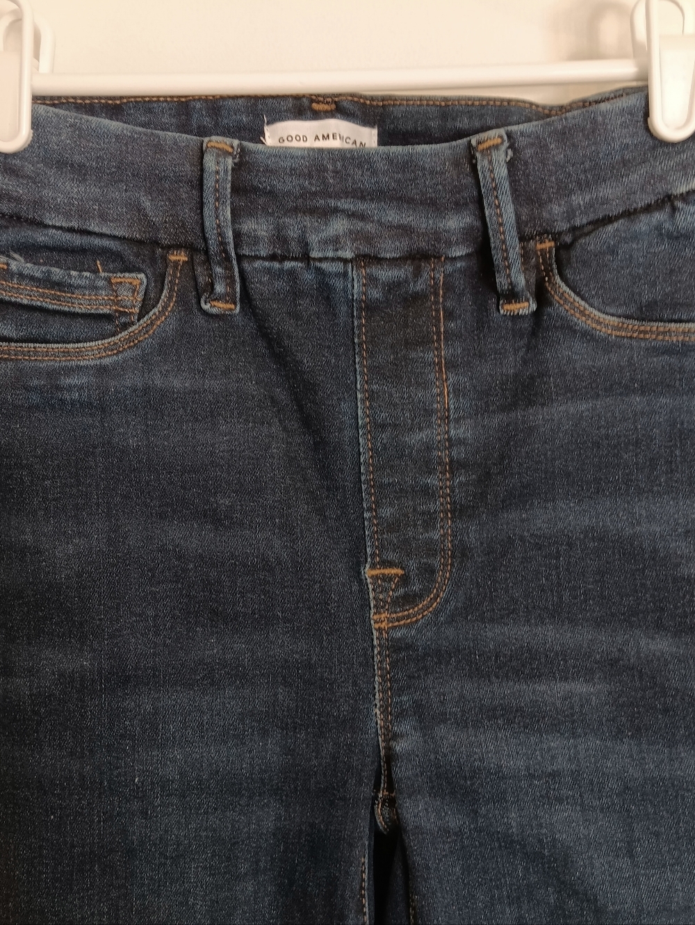 Good American Dark Blue Pull-on Flared Jeans High-rise Power Stretch Sculpting - Picture 5 of 9